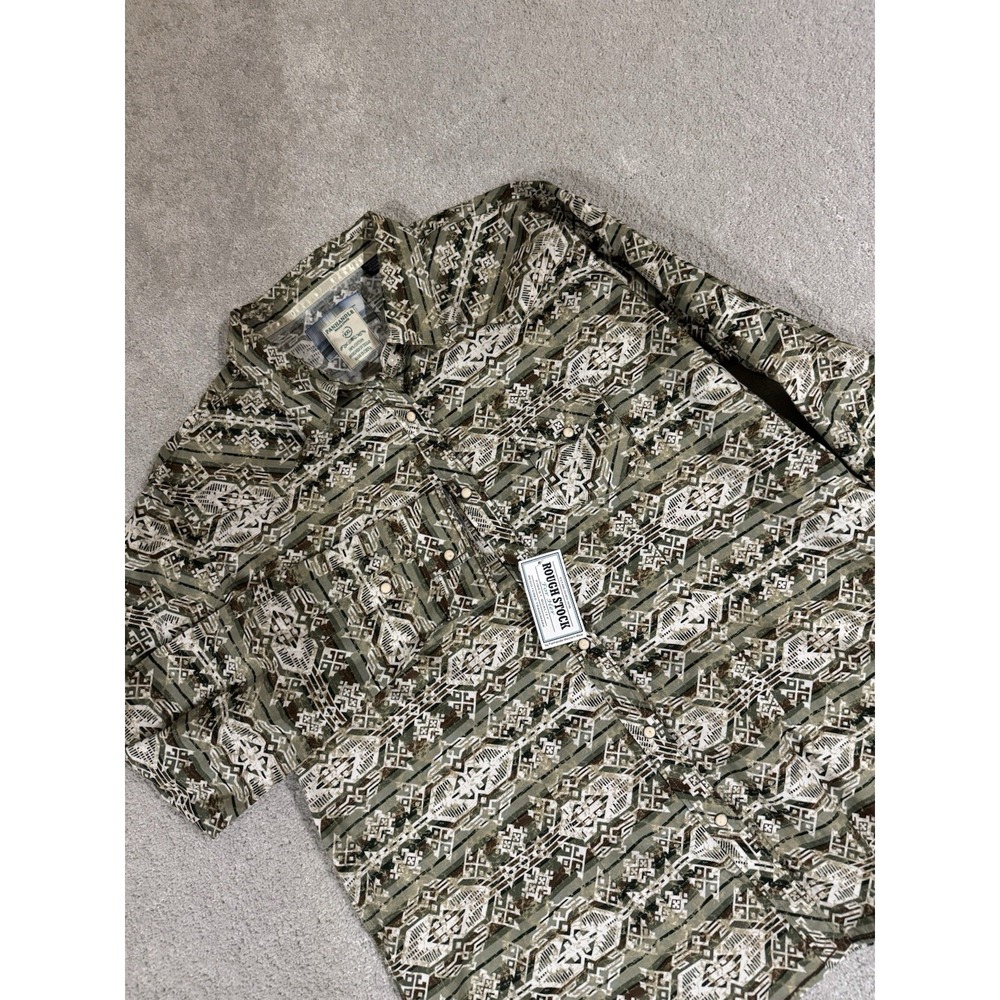 PANHANDLE Rough Stock Womens Geometric Aztec‎ Embellished Pearl Snap Shirt XXL